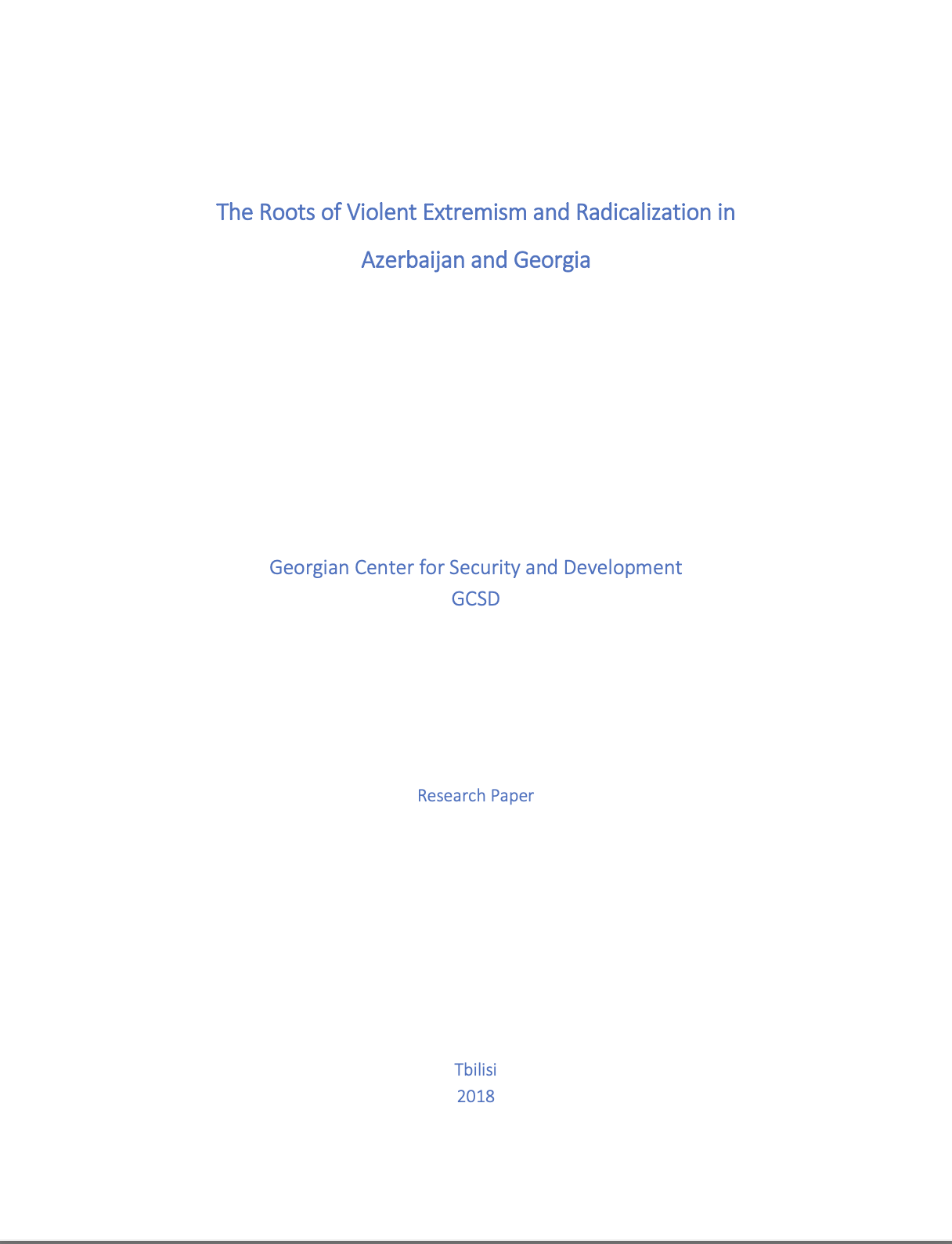 The Roots of Violent Extremism and Radicalization in Azerbaijan and Georgia